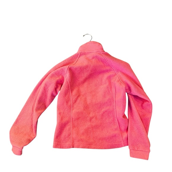 Columbia Girls Fleece Jacket Medium 14-16 Hot Pink Preppy Logo Outdoors Full Zip - Picture 2 of 6